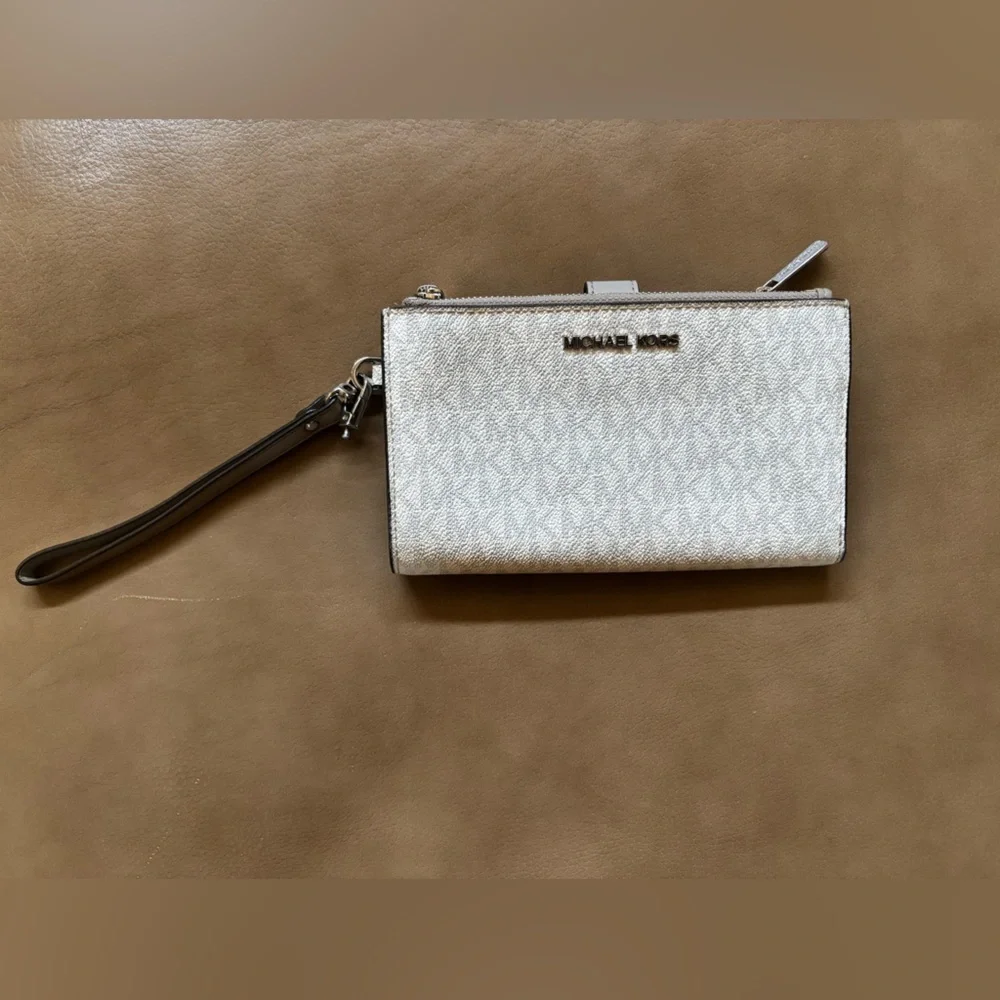 Michael Kors Metallic Silver Wristlet